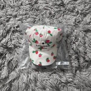 NWT Kate Spade Tossed Strawberry Logo Baseball Cap Hat